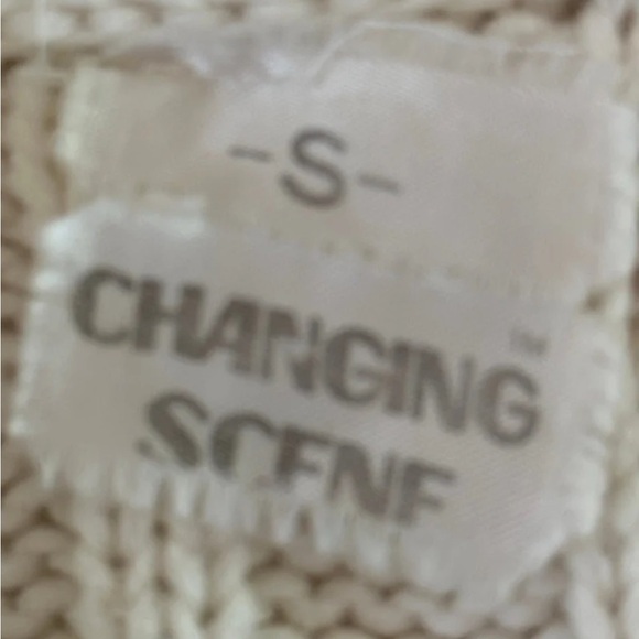 Changing Scene Cream Cable Knit Vintage Button Front Sweater size Small - Picture 3 of 10